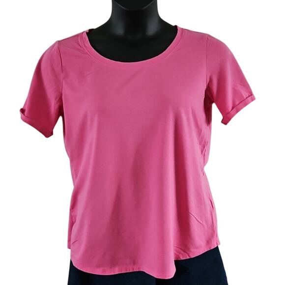 Susan Graver Weekend Essentials Pink Scoop Neck Tee - Size Medium NWOT - Picture 1 of 5